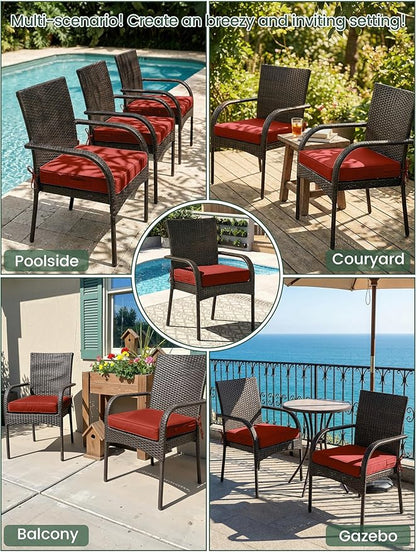 Outdoor Chair Cushion 22 x 22 x 4 Inches Patio Furniture Outdoor Waterproof Seat Cushion, Patio Chair Cushion with Handles and Ties, Square Dining Chair Cushion Set of 2, Terra Red