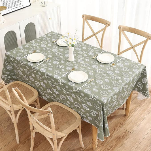 Walrus Heavy Duty Vinyl Tablecloth with Flannel Backing Waterproof Oil-Proof Plastic Table Cloth Stain-Resistant Wipeable Rectangle or Square Table Cover for Indoor and Outdoor (Leaf, 52X70 Inch)