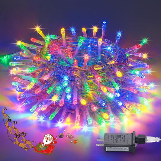 JMEXSUSS 200 LED Multicolor Christmas Tree Lights Outdoor Indoor Clear Wire | 66ft Christmas Lights Plug in, Colorful String Lights Plug in for Bedroom Fireplace Tree Room Party Xmas Decor,Connectable