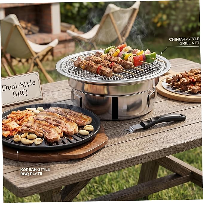 Korean Grill Korean Bbq Grill Portable Charcoal Grills With Non stick Pan & Net Small Indoor/outdoor Charcoal
