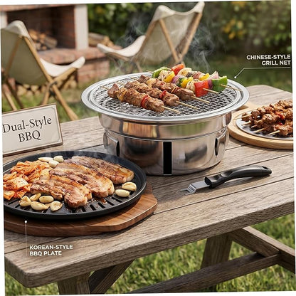 Korean Grill Korean Bbq Grill Portable Charcoal Grills With Non stick Pan & Net Small Indoor/outdoor Charcoal