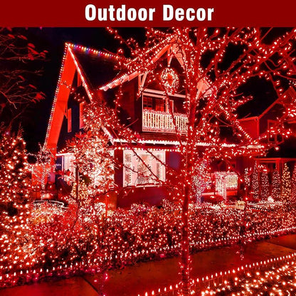 Nisocy Red String Lights with Green Wire, Waterproof Christmas Tree Fairy Lights with 8 Modes, Indoor Outdoor Decorative Lighting for Holiday, Party, Garden, Patio(66FT)