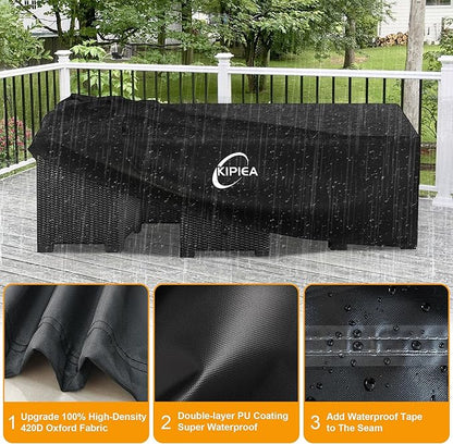 Kipiea Patio Furniture Covers Waterproof Winter, Heavy-Duty Outdoor Furniture Set Covers for Table Chairs, Anti-UV, No Tears or Fading (65" L x 42" W x 28" H)