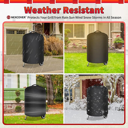 NEXCOVER Kettle Grill Cover-26.5 Inch Charcoal BBQ Smoker Cover Round for Barbecue, Fade & UV Resistant Small Waterproof Weather Resistant Material for Weber 22" Charcoal Grill
