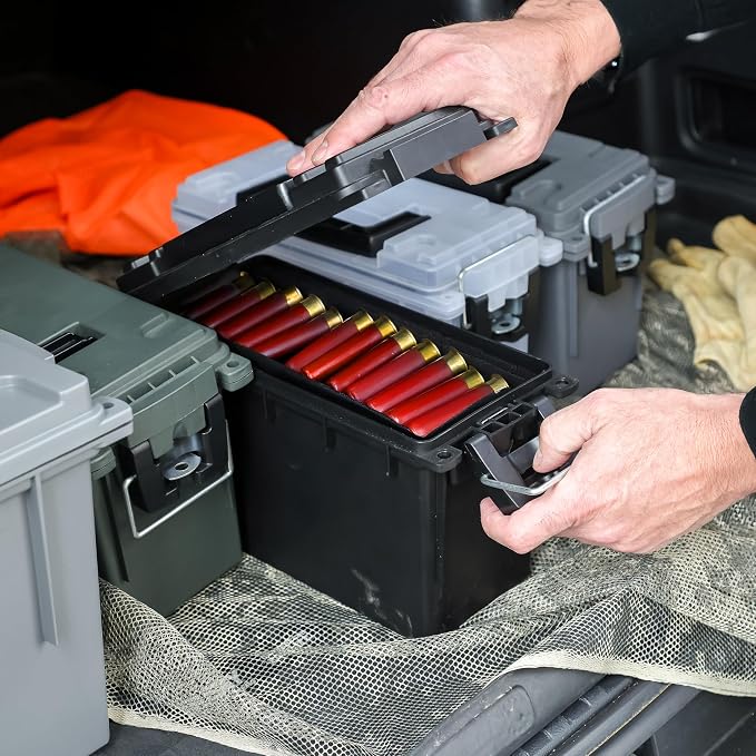 Sheffield Ammo Box Made in USA, Stackable Lockable Ammo Storage Box, Black | Lockable Storage Box, Water and Dust Resistant Dry Box, Secures Hunting Gear, Gun Accessories, Supplies, and Bullets