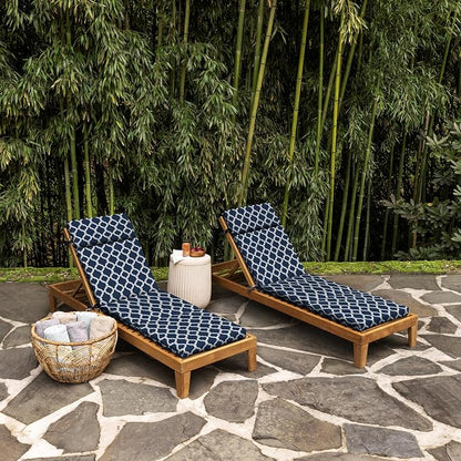 Arden earthFIBER Outdoor Chaise Cushion, 21 x 72, Rain-Proof, Fade Resistant, Cushion for Chaise Lounger Sapphire Blue Garden Trellis | Lounge Cushion, Rain-Proof, Fade Resistant, Cushion for Chaise Lounger, Mold and Mildew Resistant