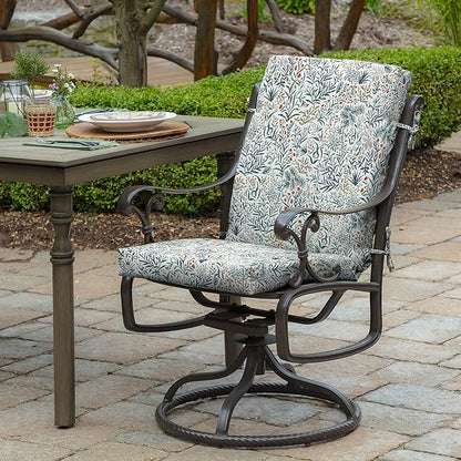 Arden 2-Pack Outdoor Patio Dining Chair Cushion, 20x44, Rain-Proof Seat Pad, Fade-Resistant Outdoor Cushion Pistachio Botanical