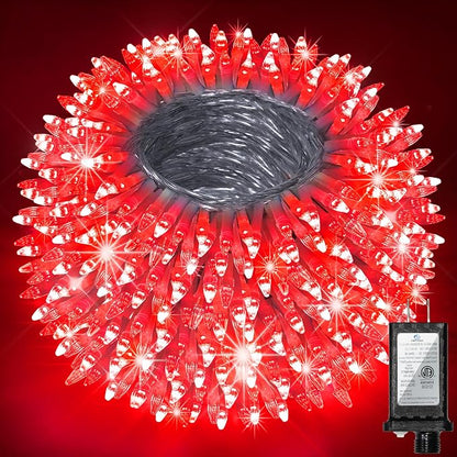 Christmas String Lights Outdoor 470FT 1500 LED Red | Dimmable, 12 Light Styles, Memory Timer, Waterproof, 29V Safe Low Voltage, Diamond-Faceted LED, Energy Efficiency