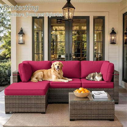 9 Pcs Outdoor Patio Cushions Covers Replacement Sets, Covers Only | 9 Pcs Patio Cushions Covers Replacement UV Resistant, Water Anti-Slip, Heavy-Duty Zippers for 5 Pcs Patio Furniture Set