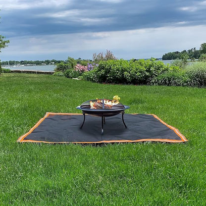 Fire Pit Mat & Grill Pad — 67"×60" XL Fireproof Deck Protector, Triple-Layer Silicone + Fiberglass, for Outdoor Firepit, BBQ, Patio & Lawn