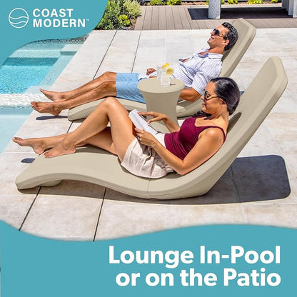 Coast Modern in Pool Lounge Chair - Waterproof & Weighted Chaise Lounger - Outdoor Pool Furniture for Patio or in Baja Shelf - Sand