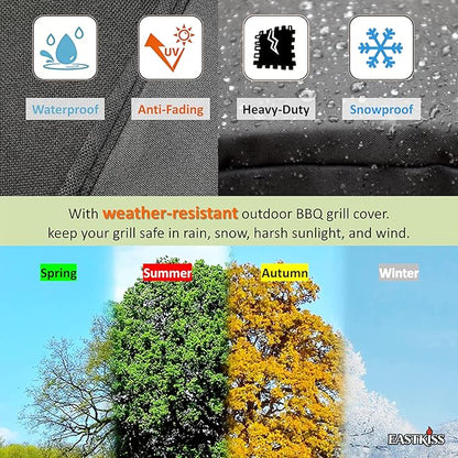 Grill Cover for Recteq DualFire 1200 & Rec Tec 1200 Wood Pellet Grill - Heavy Duty Waterproof Fade Resistant Pellet Grill Cover with Locking Drawstring for Rectec Dual Fire 1200 Grill Accessories