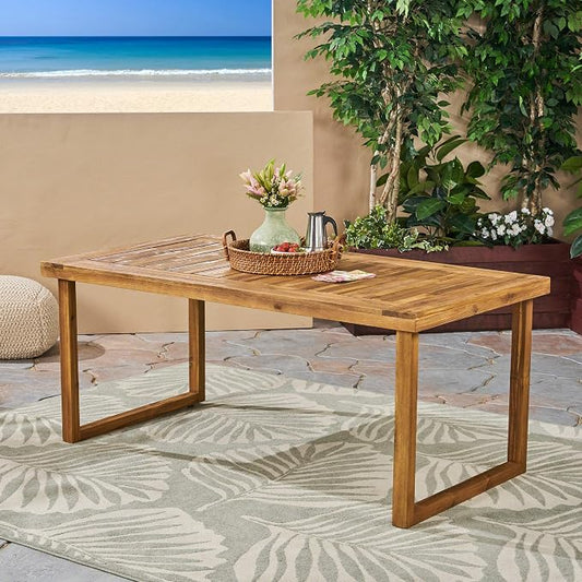 Christopher Knight Home Ann Outdoor 69" Acacia Wood Dining Table, Sandblast Natural Finish