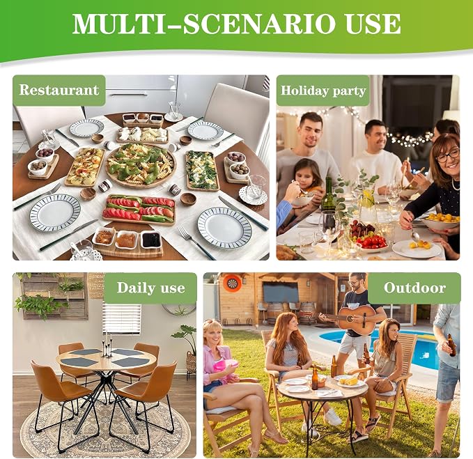 LUSHVIDA Round Waterproof Table Cover Elastic Vinyl Fitted Tablecloth Elastic Edged Plastic Table Cloth (Black, 4PCS Best for Up to 57"-68" Round)