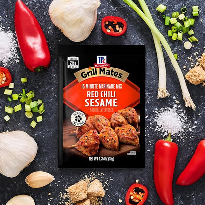 McCormick Grill Mates Marinade Mix, Asian BBQ, Korean-Inspired, 15 Minute Marinade for Chicken, Steak, and More, 1.25 oz (Pack of 12)