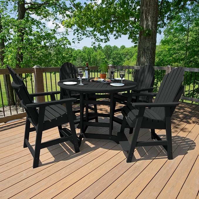 highwood 5 Piece Hamilton Round Counter Height Dining Set, Black