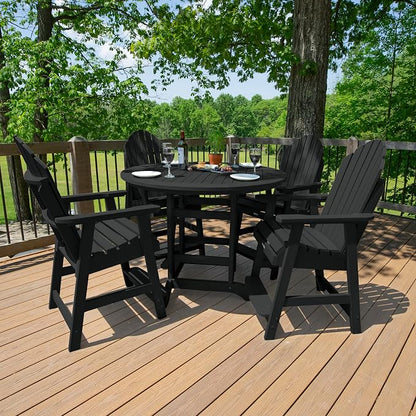 highwood 5 Piece Hamilton Round Counter Height Dining Set, Black