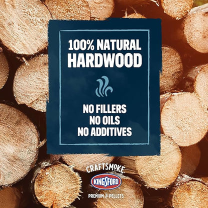 Kingsford Craftsmoke Premium Grilling Wood Pellets, Grillmasters Choice Cherry, Hickory, and Oak BBQ Pellets for Grilling, 100% Natural Hardwood, 20 pounds