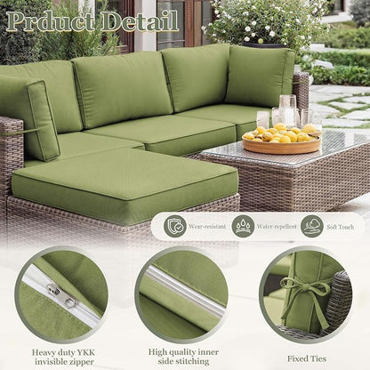 9 Pcs Outdoor Patio Cushions Covers Replacement Sets, Covers Only | 9 Pcs Patio Cushions Covers Replacement UV Resistant, Water Anti-Slip, Heavy-Duty Zippers for 5 Pcs Patio Furniture Set