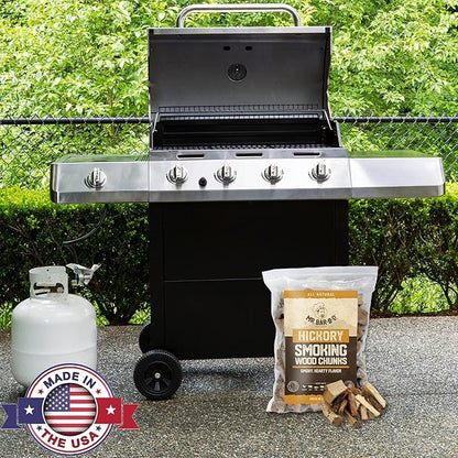3.5 Lb. Hickory Wood Chunks by Mr. Bar-B-Q, Alternative for Charcoal Briquettes Can be Use on Gas, Wood Chunks for Smokers, Natural Hickory Smokey Flavor for Smoking, Grilling & BBQ, Camping Essential