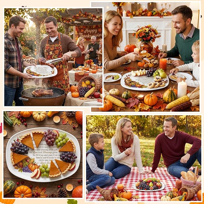 R HORSE Thanksgiving Melamine Platter Gift | The Giving Plate Reusable Serving Tray, Thanksgiving Serving Dish Plate for Turkey, Snack, Dessert, Dinner Party Supplies