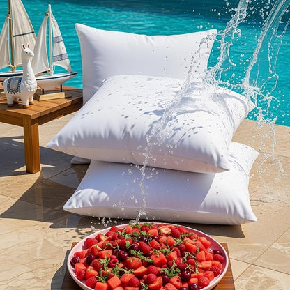 Utopia Bedding 12x20 Outdoor Pillows, Water Resistant Throw Pillows, 2-Pack | Outdoor Throw Pillows, Water Repellent, Decorative Pillow for Patio Furniture & Porches, Plush & Supportive, Pack of 2, White