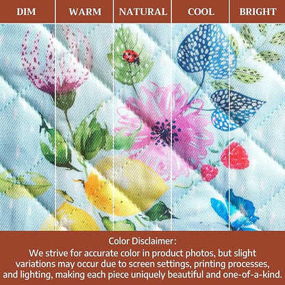 Maison d' Hermine Pot Holders 100% Cotton Heat Resistant Potholders 8" x 8" Hot Pads with Loop BBQ Baking Hotel Farmhouse Kitchen Handling Hot Pans Spring Summer (Pack of 1, Jardin D'Ete - Mint)