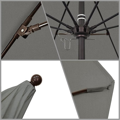 California Umbrella 9' Rd. Venture Series Contract Grade Patio Umbrella, Push Open Pin Stop, Bronze Finish, Sunbrella Charcoal