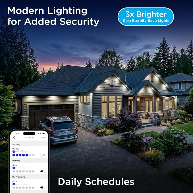 Enbrighten Accent Permanent Outdoor Lights, 50ft, 12 Lights, Smart | Black Cord, RGBWIC LEDs, Weatherproof, Cuttable, Link to 200ft, Christmas, App Control, Works with Alexa & Google Home