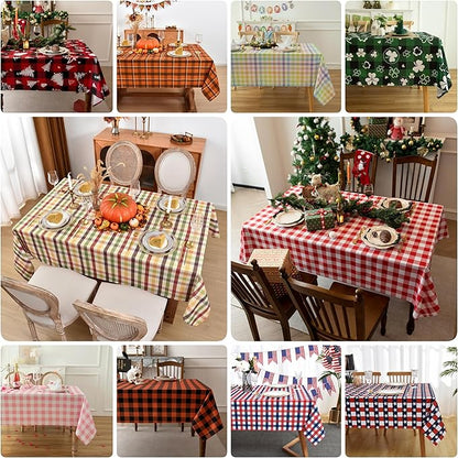 Waterproof Checkered Tablecloth Runner Fabric - Rectangle 12x108 Inch Classic Gingham Buffalo Plaid Table Cloth for Indoor/Outdoor Use - Table Cover for Kitchen, BBQs, and Parties