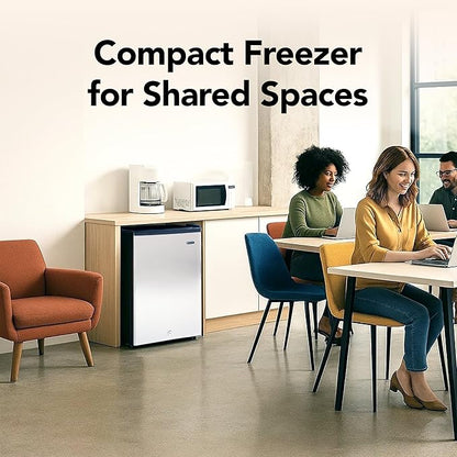 Whynter Upright Freezer with Lock, 2.1 Cu. Ft. Small Freezer Mini Freezer for Bedrooms, Dorms, Garages, Offices CUF-210SS, Stainless Steel Energy Star