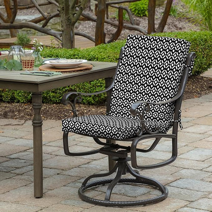Arden 4-Pack Outdoor Patio Dining Chair Cushion, 20x44, Rain-Proof Seat Pad, Fade-Resistant Outdoor Cushion Black Demi Tile