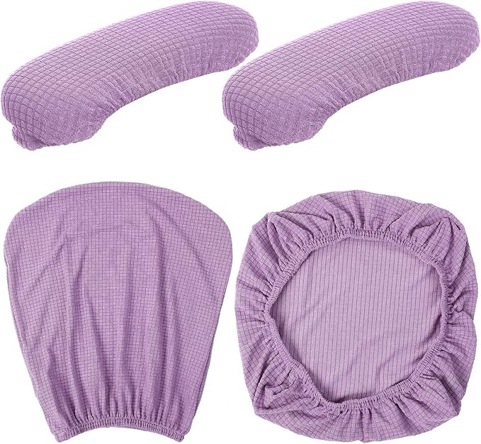 Tallew 4 Pcs Office Chair Covers Stretchable Armrest Seat,XL,Lilac Purple | Universal Fit Office Desk Chairs, Protective Seat Backrest Slipcovers, Stretchable Prevent Wear, Easy Install for Rotating