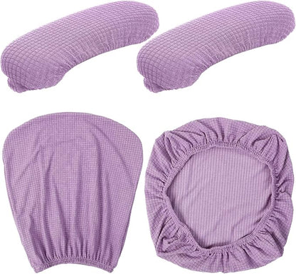Tallew 4 Pcs Office Chair Covers Stretchable Armrest Seat,XL,Lilac Purple | Universal Fit Office Desk Chairs, Protective Seat Backrest Slipcovers, Stretchable Prevent Wear, Easy Install for Rotating