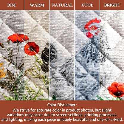 Maison d' Hermine Pot Holders 100% Cotton Heat Resistant Potholders 8" x 8" Hot Pads with Loop BBQ Cooking Baking Hotel Farmhouse Kitchen Handling Hot Pans Spring Summer (Pack of 2, Basse Cour)