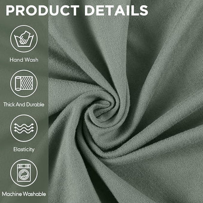 Peryiter 2 Pcs Couch and Loveseat Sofa Covers,Grayish Green,Milk Silk | Armchair Covers for Living Room, Sofa Cushion Slipcover 2/3 Seater, Furniture Protector, Polyester and Spandex, Washable