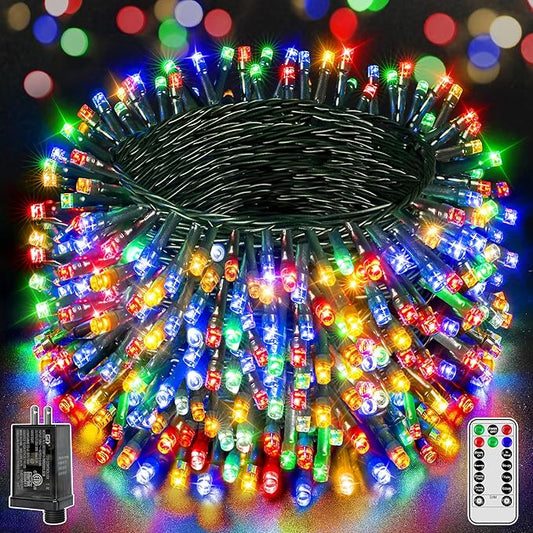 BrightChristmas 328 FT 1000 LED Christmas Lights, Waterproof Outdoor String Lights with Remote and Timer, Christmas Tree Lights with 8 Modes Dimmable, Fairy Lights for Holiday Decor (Multicolor)