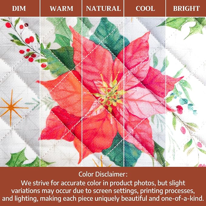 Maison d' Hermine Pot Holders 100% Cotton Potholders (8" x 8", Pack of 1) | Heat Resistant Hot Pads with Loop BBQ Cooking Baking Kitchen Handling Hot Pans Thanksgiving Christmas - Poinsettia Christmas