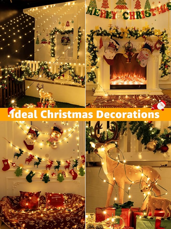 BrightChristmas Christmas Lights 1200 LED 394 FT, Waterproof Outdoor String Lights with Remote and Timer, Christmas Tree Lights with 8 Modes Dimmable, Fairy Lights for Holiday Decor (Warm White)