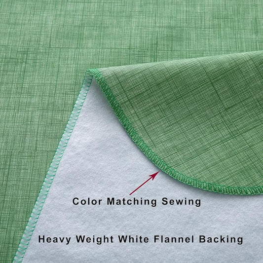 LIBERECOO Vinyl Tablecloth with Flannel Backing, Grass Green, Waterproof, Stain-Resistant, Easy-Clean Table Cover for Holiday, Dining, Kitchen, and Outdoor Use, 60" x 60" Square