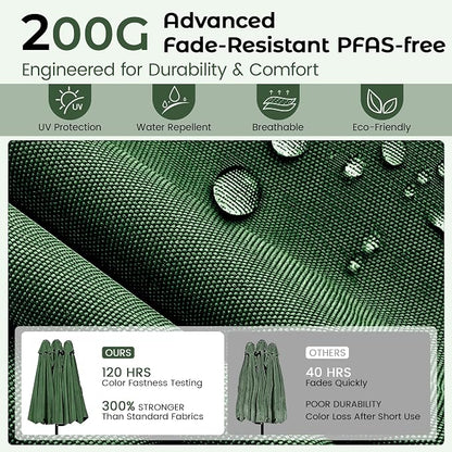 DomeShade 15ft Large Patio Umbrella with Base Included, Outdoor Double-Sided Rectangular Market Umbrella with Crank Handle,Heavy Duty Extra Large Outside Umbrella for Backyard,Pool,Deck,Lawn,Green