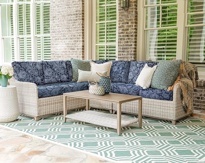 NettyPro Outdoor Cushion Covers for Patio Furniture 4 Pack UV Resistant Water Repellent Patio Chair Seat Cushion Slipcovers, 20 x 18 x 4 Inch, Replacement Cover Only, Slate Grey Paisley