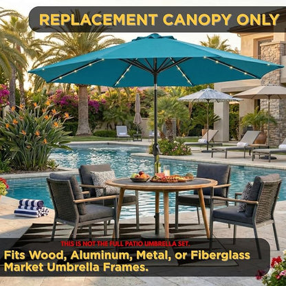 10ft Patio Umbrella Replacement Canopy for 8 Ribs, Outdoor Umbrella Canopy ONLY, Market Umbrella Top, Water-Resistant & UV-Protective