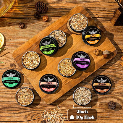 INSISART Whiskey Smoker Wood Chips, 6 Flavors Apple Cherry Oak Pear Peach Hickory, Natural Chips for Cocktails, Old Fashioned, Bourbon, Drinks, Food,Bar Accessory Gift for Men