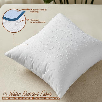 Utopia Bedding 18x18 Outdoor Pillows, Water Resistant Throw Pillows, 2-Pack | Outdoor Throw Pillows, Water Repellent, Decorative Pillow for Patio Furniture & Porches, Plush & Supportive, Pack of 2, White