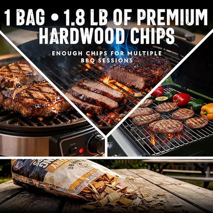 Mr. Bar-B-Q Hickory Wood Smoking Chips, 100% All Natural Wood Chips for Smokers, Works with Smoker, Gas, Electric Grill, Smoky & Fruity Flavor for Picnics, Grilling, Smoker, BBQ & Camping (1.8 Lb Bag)