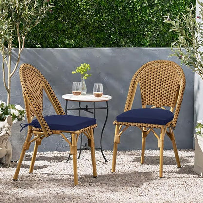 HARBOREST Outdoor Chair Cushions Set of 2, Water Resistant Patio Chair Cushions with Ties, Outdoor Seat Cushions for Patio Furniture, 17"x16"x2", Navy