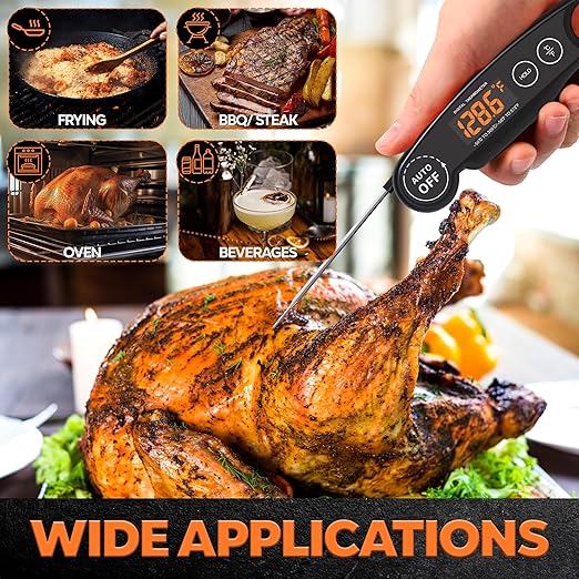 Instant Read Food Thermometer Rechargeable Meat Thermometer Digital Kitchen Thermometer - Fast & Accurate Food Thermometer for Cooking, Grill Thermometer, Fathers Day Gift for Dad Husband