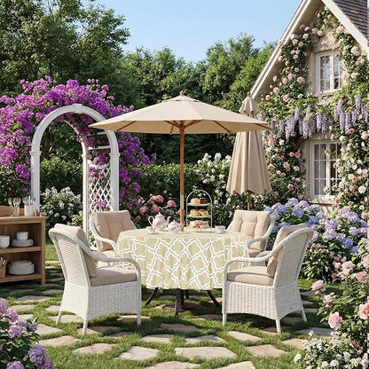 Poise3EHome Round Outdoor Tablecloth with Umbrella Hole and Zipper,Khaki 70 Inch,Polyester SpillProof Washable Table Cloth for Spring Summer Patio Garden Poolside Picnic Camping BBQS