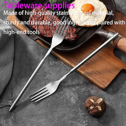 4PCS extendable fork, stainless steel barbecue stick, extendable long handled marshmallow, camping cooking, dessert fruit fork, portable outdoor barbecue tool